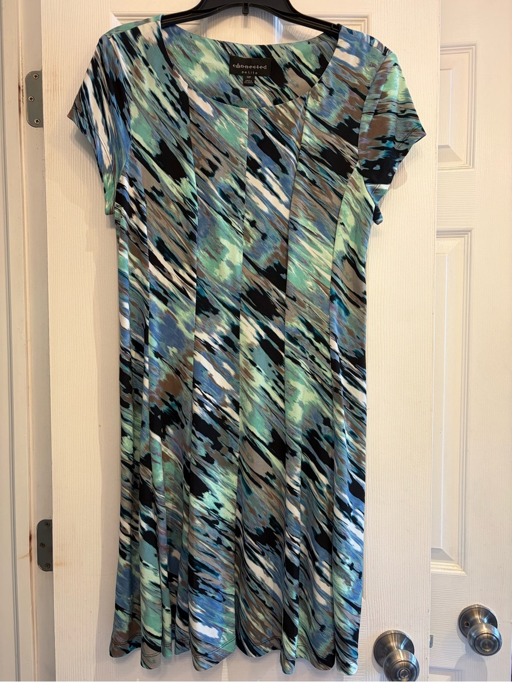 Connected Apparel Blue Multi-Print Midi Dress